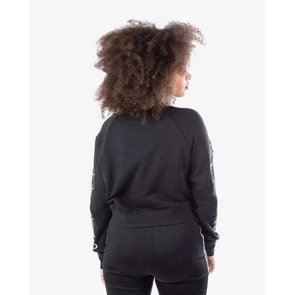 NEW Adidas Cropped Letter Logo Crewneck Sweatshirt Black White Size XLarge XL - Picture 6 of 7